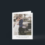 Simple Modern Minimalist Photo Wedding Thank You Card<br><div class="desc">Minimalist folded wedding photo thank you card with a minimal and clean design featuring your picture and "Thank you so much" along with your names below. The inside has your custom thank you message.  This modern black and white wedding thank you card is great for a contemporary couple.</div>