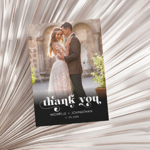 Simple Modern Minimalist Photo Wedding  Thank You Card