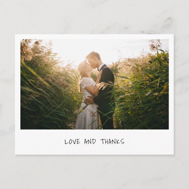 Simple Modern Minimalist Photo Wedding Thank You Postcard (Front)