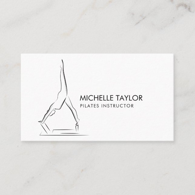Simple Modern Minimalist Pilates Fitness  Business Card (Front)