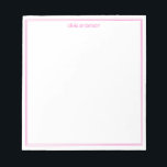 Simple Modern Minimalist Pink Two Border Monogram Notepad<br><div class="desc">Create your own personalised monogram name notepad with simple modern typography and minimalist two border lines in pink colour.</div>