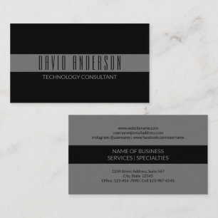 Simple Modern Minimalist Plain Black Grey Stripe Business Card