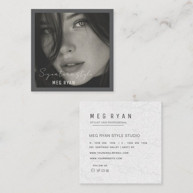  Simple Modern minimalist  Professional Photo  Square Business Card (Front/Back)