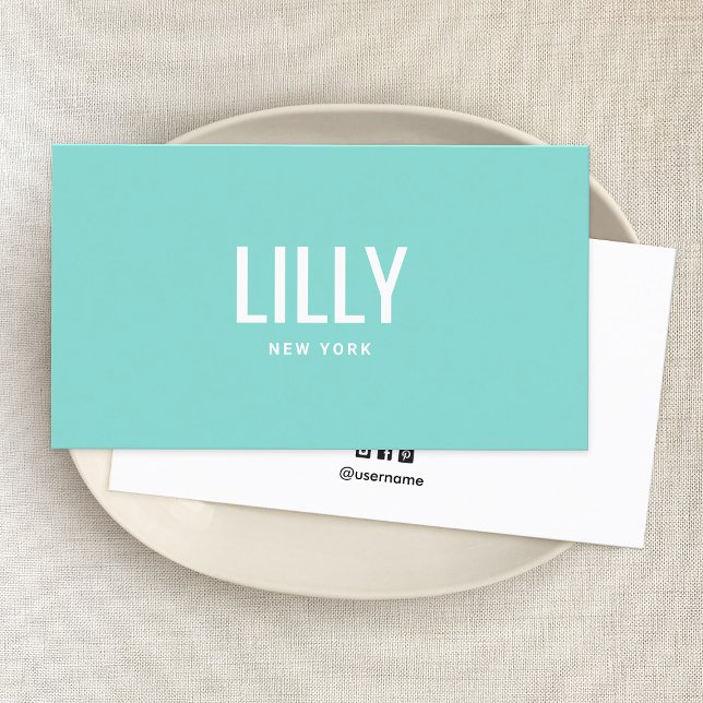 Simple Modern Minimalist Professional Turquoise Business Card (Creator Uploaded)