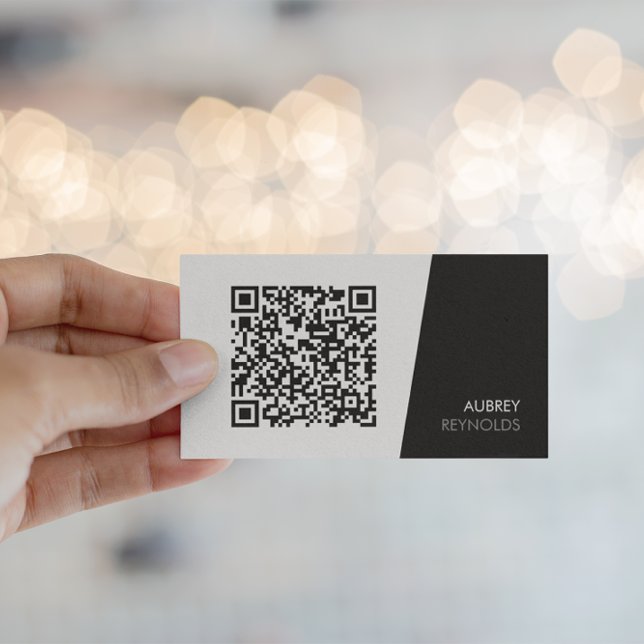 Simple Modern Minimalist QR Code Black And White Business Card (Creator Uploaded)