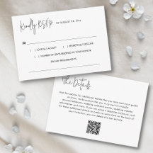 Simple Modern Minimalist QR Code RSVP Wedding
