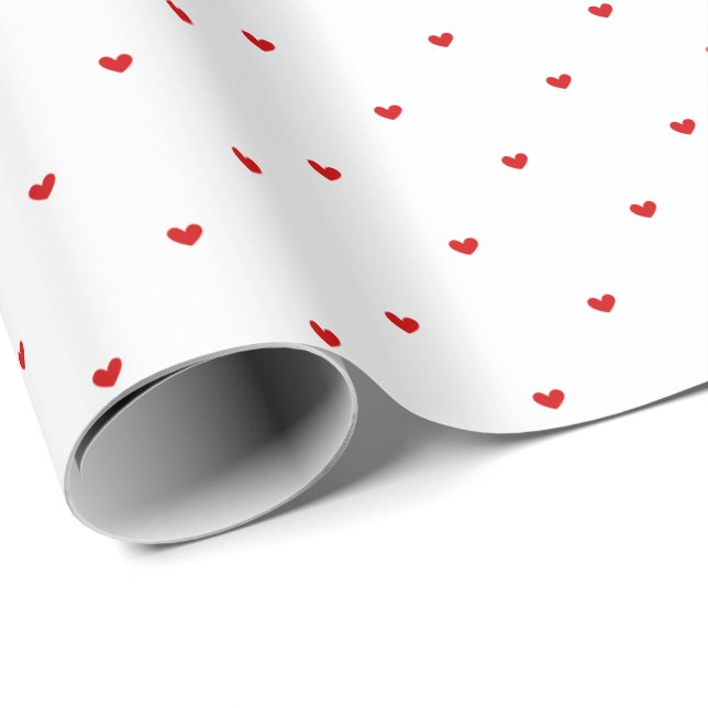 Simple Modern Minimalist Red Hearts Pattern Wrapping Paper (Roll Corner)