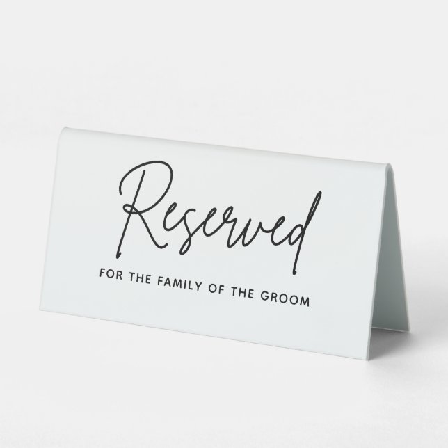 Simple, Modern Minimalist Reserved Table Tent Sign (Front)