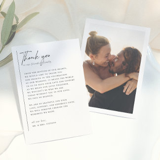 Simple, Modern & Minimalist Romantic Photo Wedding Thank You Card