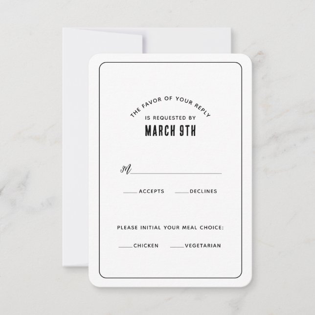 Simple Modern Minimalist RSVP Card (Front)
