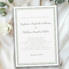 Simple Modern Minimalist Sage Green Chic Wedding   Invitation
