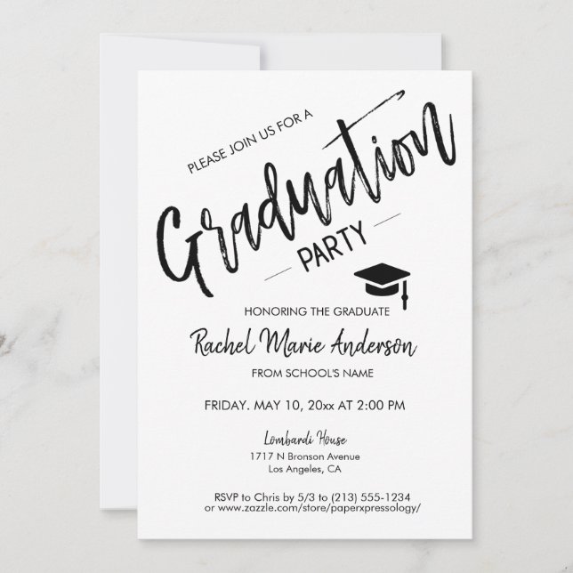 Simple Modern Minimalist Script Graduation Party Invitation (Front)