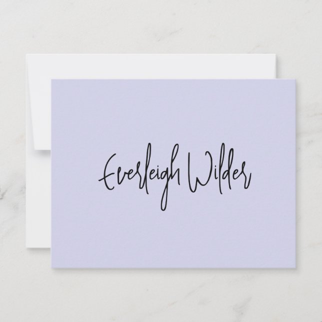 Simple Modern Minimalist Script Typography Violet Card (Front)