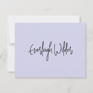 Simple Modern Minimalist Script Typography Violet Card