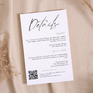 Simple Modern Minimalist Script Wedding Details Enclosure Card