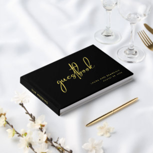Simple Modern Minimalist Script Wedding Guest Book