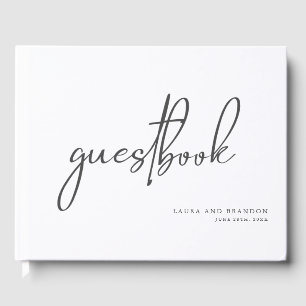 Simple Modern Minimalist Script Wedding Guest Book