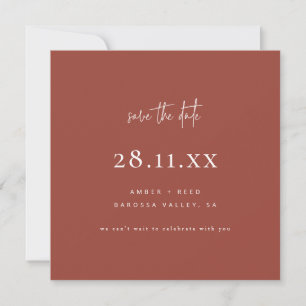 Simple Modern Minimalist Square Terracotta Save The Date