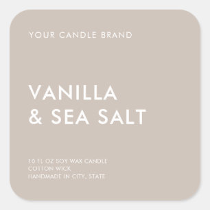 Simple Modern Minimalist Taupe Candle Label