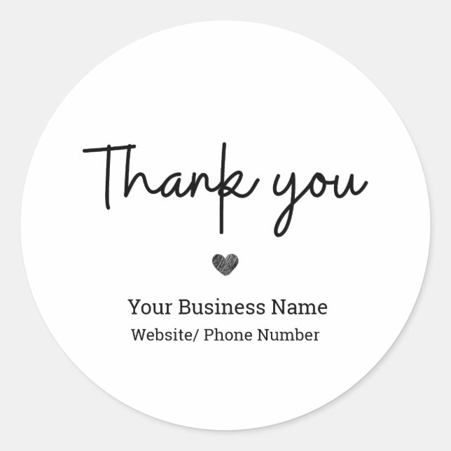 Simple Modern Minimalist Thank You Classic Round Sticker (Front)