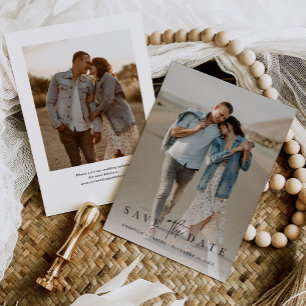 Simple Modern Minimalist Two Photo Save The Date