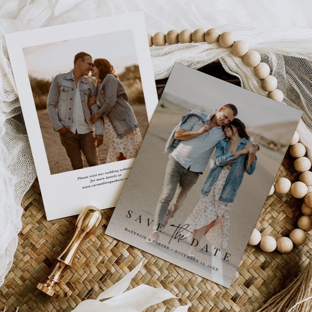 Simple Modern Minimalist Two Photo Save The Date (Creator Uploaded)