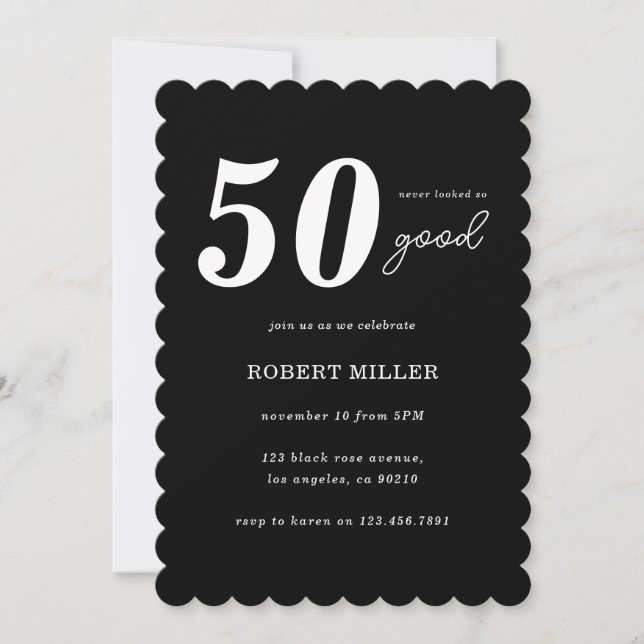 Simple Modern Minimalist Typography 50th Birthday Invitation (Front)