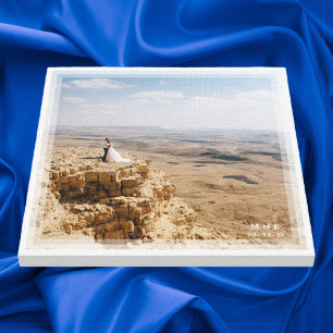 Simple Modern Minimalist Wedding Anniversary Photo Canvas Print