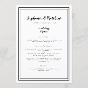 Simple Modern Minimalist Wedding Black & White  Menu