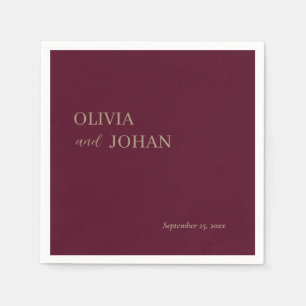 Simple Modern & Minimalist Wedding Burgundy Napkin