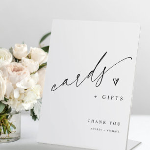 Simple Modern Minimalist Wedding Cards & Gifts Pedestal Sign