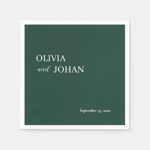 Simple Modern & Minimalist Wedding Emerald Green Napkin