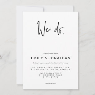 Simple Modern Minimalist Wedding Invitation