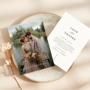 Simple Modern Minimalist Wedding Photo Thank You Card