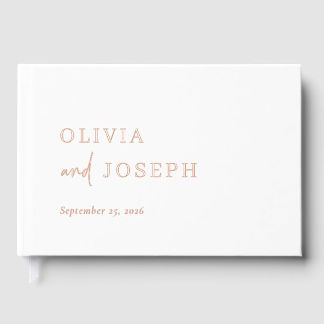 Simple Modern Minimalist | Wedding Rose Gold Foil Guest Book (Front)