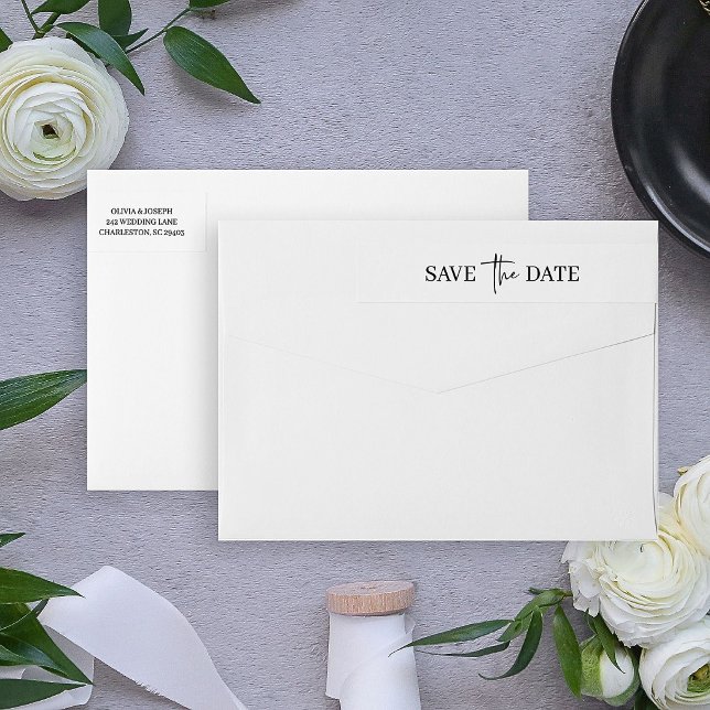 Simple Modern Minimalist | Wedding Save the Date Wrap Around Label (Creator Uploaded)