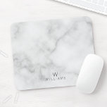 Simple Modern Minimalist White Marble Monogram Mouse Mat<br><div class="desc">Add a touch of unique style to your desk with this Simple Modern Minimalist White Marble Monogram Mousepad
featuring monogram and name in grey modern sans serif font style on white marble background.</div>