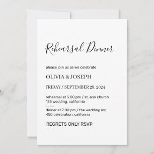 Simple Modern & Minimalist White Rehearsal Dinner Invitation