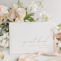 Simple Modern Minimalist White Wedding Guest Book
