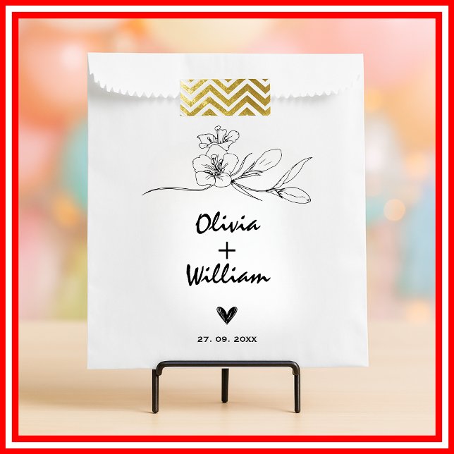 Simple Modern Minimalistic Elegant Flower Wedding Favour Bags (Creator Uploaded)