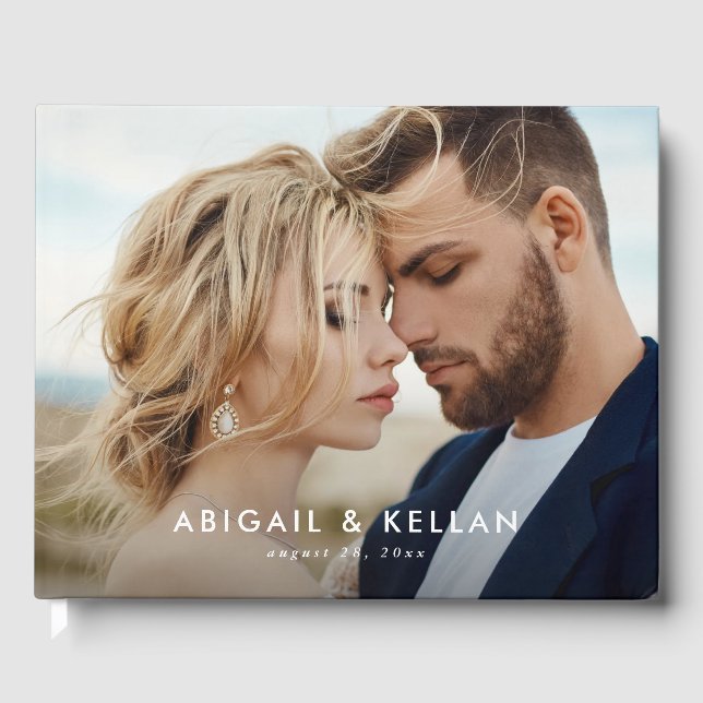 Simple Modern Minimalistic Photo Wedding Guest Book (Front)