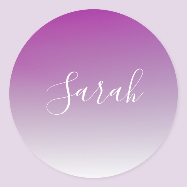 Simple Modern Minimalistic Purple Ombre Gradient Classic Round Sticker (Creator Uploaded)