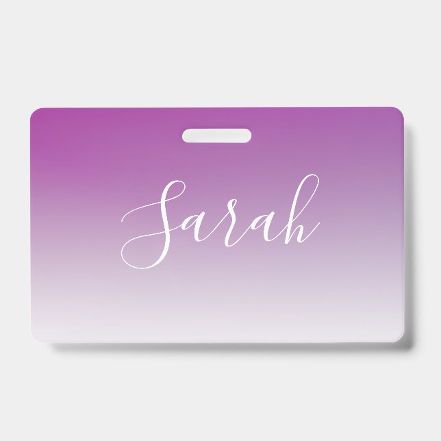 Simple Modern Minimalistic Purple Ombre Gradient ID Badge (Front)