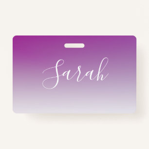 Simple Modern Minimalistic Purple Ombre Gradient ID Badge