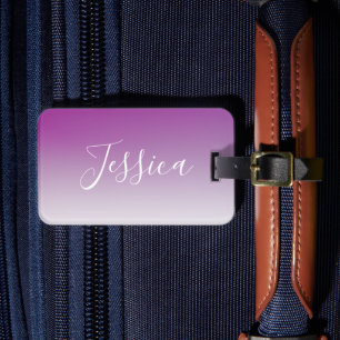 Simple Modern Minimalistic Purple Ombre Gradient Luggage Tag