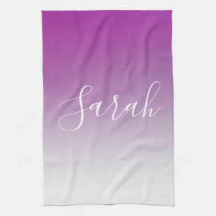 Simple Modern Minimalistic Purple Ombre Gradient Tea Towel