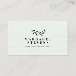 Simple modern mint green linen elegant branch logo business card