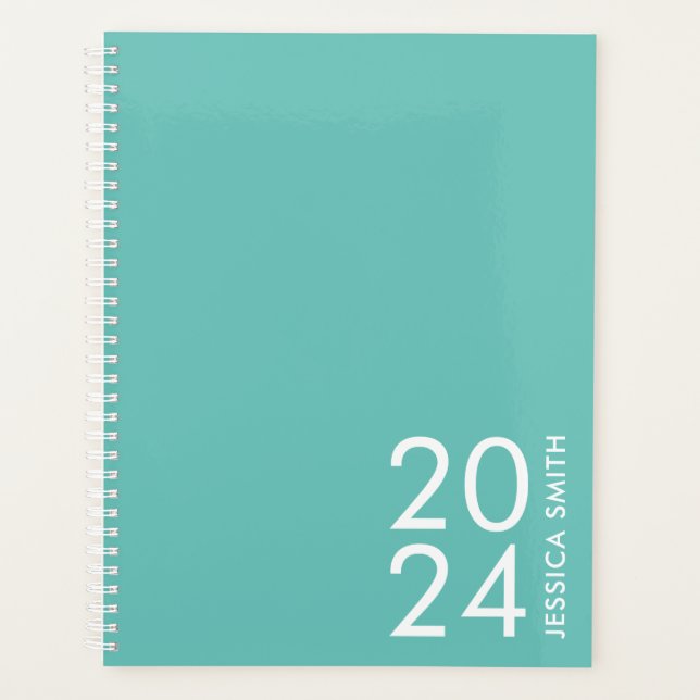Simple modern mint personalised planner (Front)