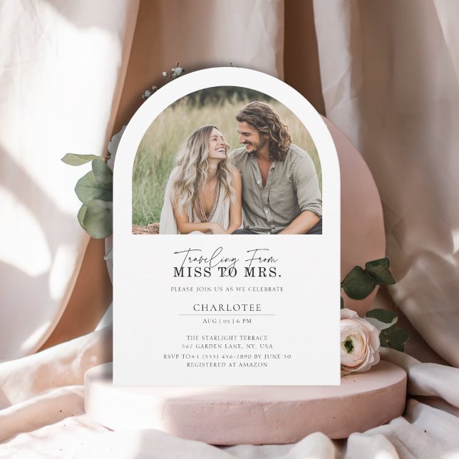 Simple Modern Miss to Mrs Arch Photo Bridal Shower Invitation (Creator Uploaded)