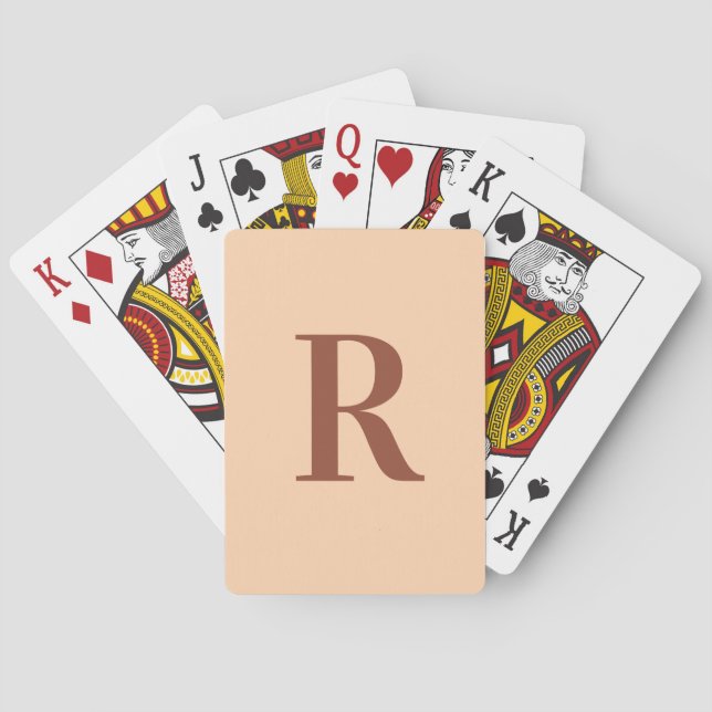 Simple Modern Monogram Beige Brown Playing Cards (Back)